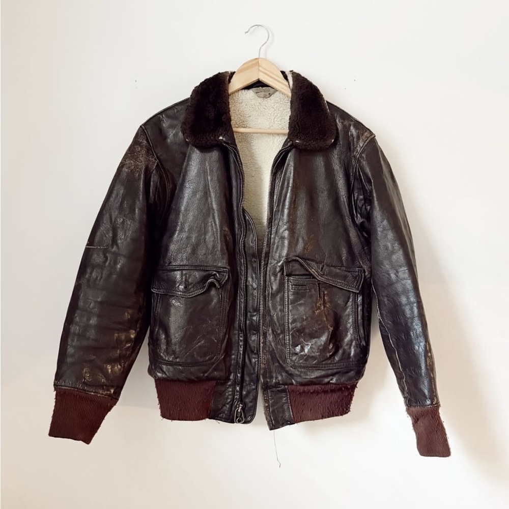 Vintage Cabela’s Fur Lined 100% Authentic Leather Brown Bomber Jacket